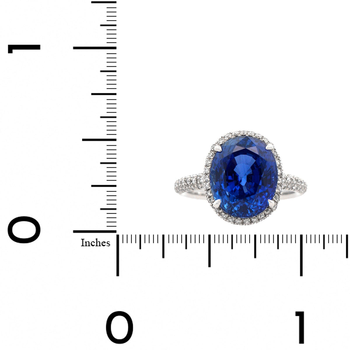 Platinum Oval Sapphire and Diamond Halo Ring