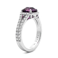 18K White Gold Purple Sapphire Diamond Ring