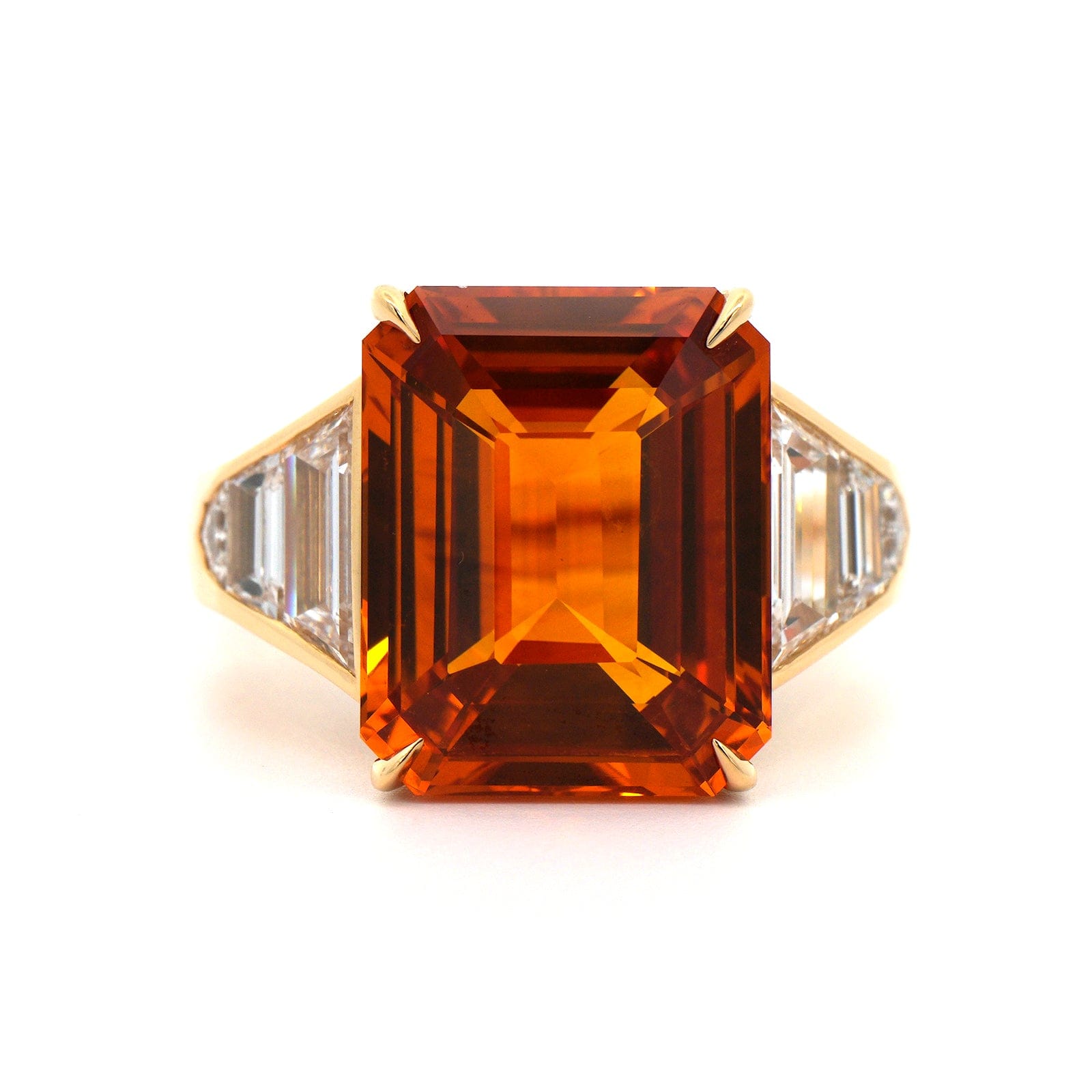 Bayco 18K Yellow Gold Emerald Cut Sapphire and Diamond Ring