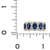 18K White Gold Oval Sapphire and Diamond Halo Ring