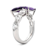 Platinum Purple Sapphire and Diamond Bypass Ring