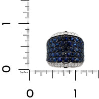 18K White Gold Multi Row Sapphire and Diamond Ring