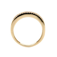 14K Yellow Gold 3 Row Pink Sapphire and Diamond Ring