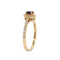 14K Yellow Gold Oval Sapphire and Diamond Halo Ring