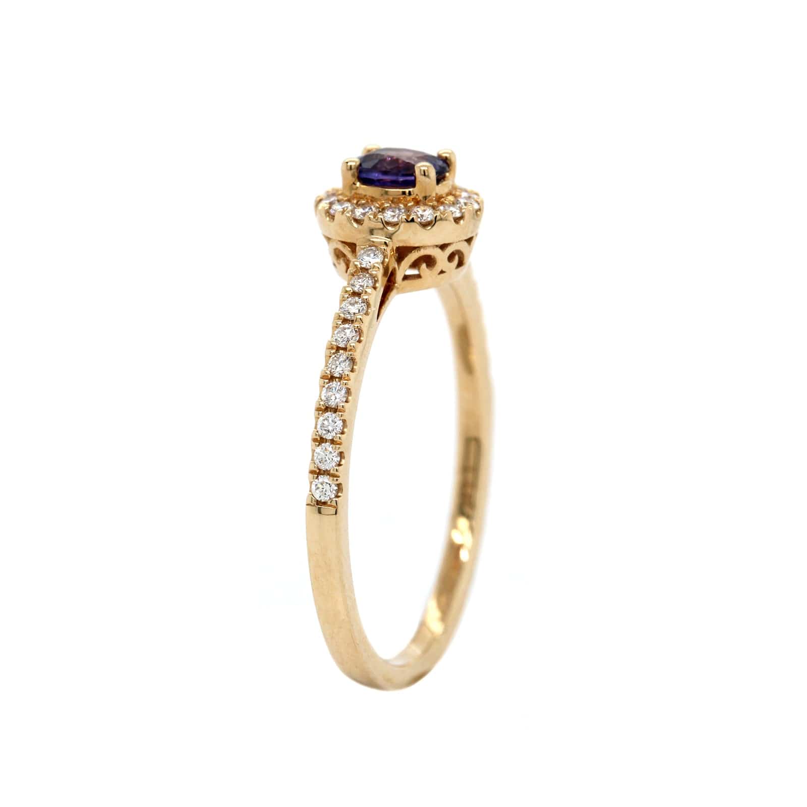 14K Yellow Gold Oval Sapphire and Diamond Halo Ring