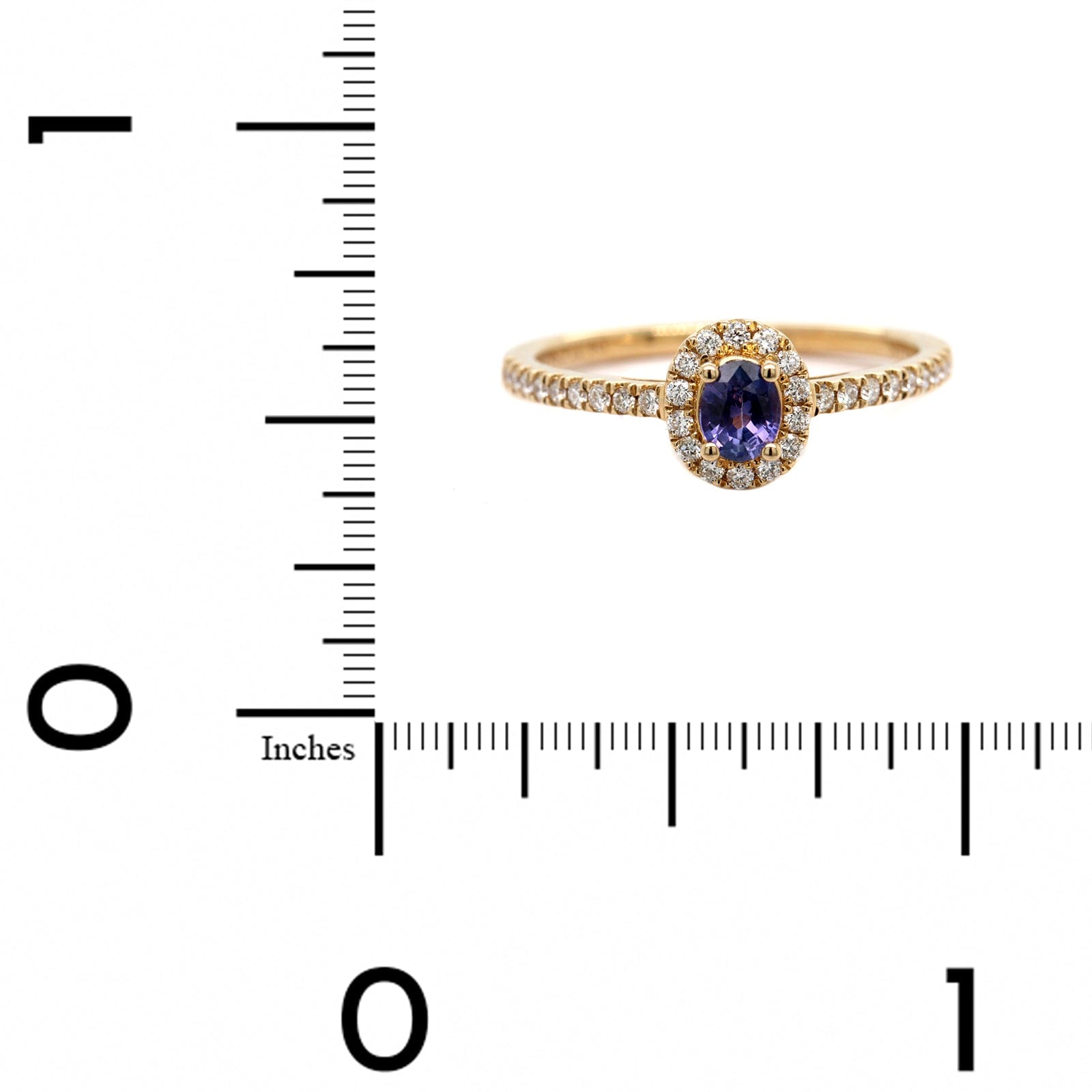 14K Yellow Gold Oval Sapphire and Diamond Halo Ring