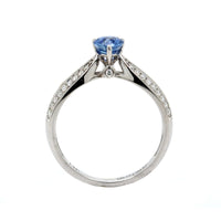 14K White Gold Pear Sapphire and Diamond Ring