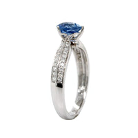 14K White Gold Pear Sapphire and Diamond Ring