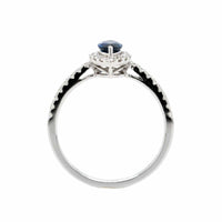 14K White Gold Marquise Cut Sapphire and Diamond Ring