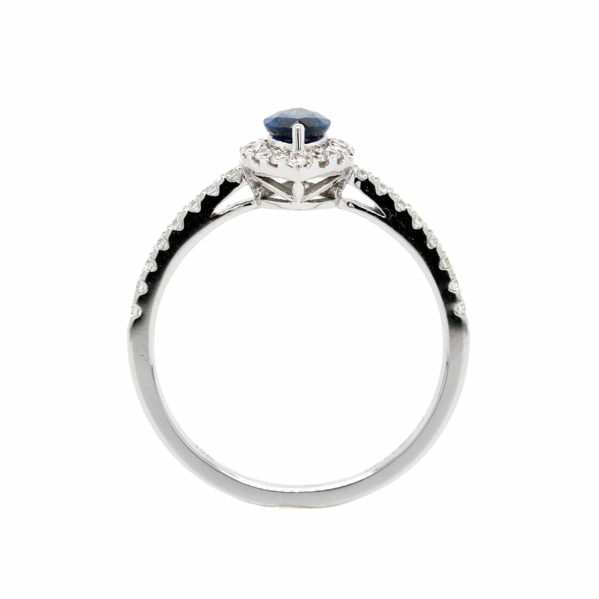14K White Gold Marquise Cut Sapphire and Diamond Ring