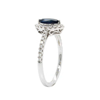 14K White Gold Marquise Cut Sapphire and Diamond Ring