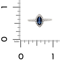 14K White Gold Marquise Cut Sapphire and Diamond Ring