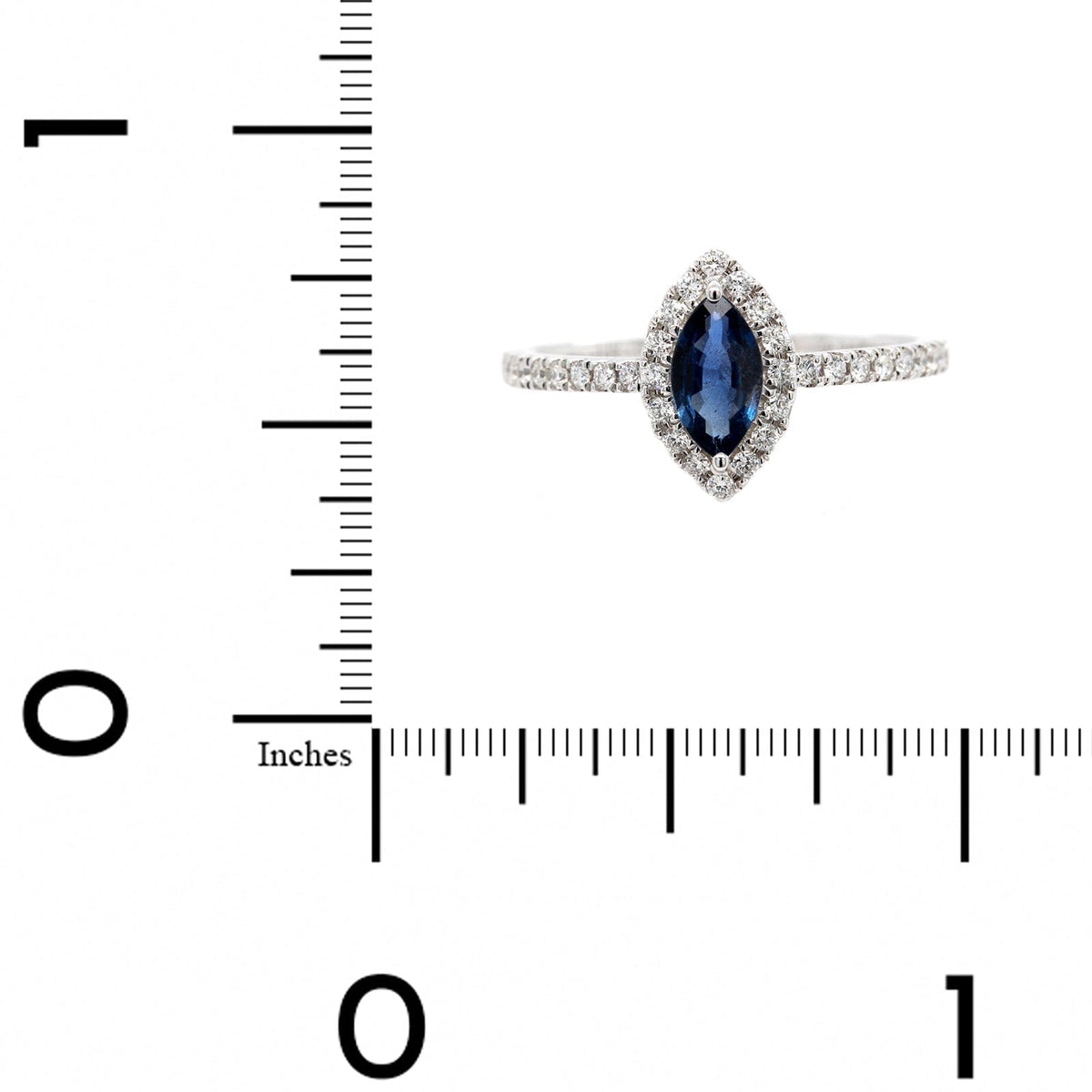 14K White Gold Marquise Cut Sapphire and Diamond Ring