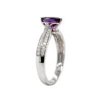 14K White Gold Marquise Cut Purple Sapphire and Diamond Ring
