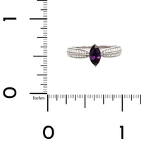 14K White Gold Marquise Cut Purple Sapphire and Diamond Ring