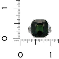 Bayco Platinum 3 Stone Green Sapphire and Diamond Ring