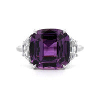 Eclat Jewels Platinum 3 Stone Purple Sapphire and Diamond Ring
