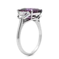 Eclat Jewels Platinum 3 Stone Purple Sapphire and Diamond Ring