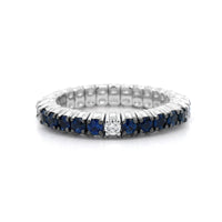 Zydo 18K White Gold Sapphire and Diamond Stretch Ring