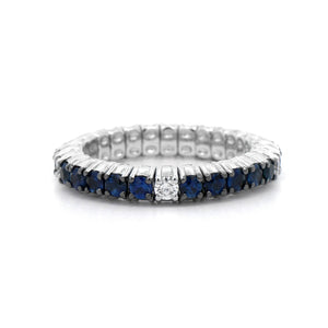 Zydo 18K White Gold Sapphire and Diamond Stretch Ring