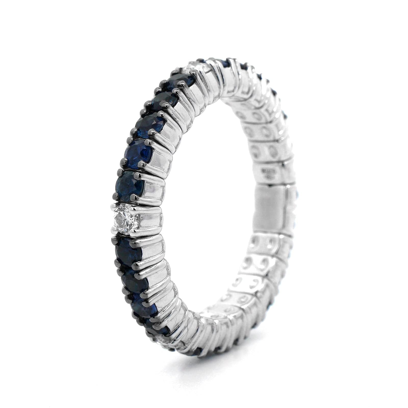 Zydo 18K White Gold Sapphire and Diamond Stretch Ring