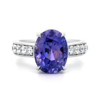 18K White Gold Oval Sapphire and Diamond Ring