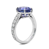 18K White Gold Oval Sapphire and Diamond Ring