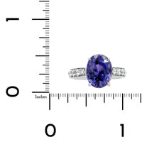 18K White Gold Oval Sapphire and Diamond Ring