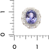 Platinum Oval Lavender Sapphire and Diamond Halo Ring