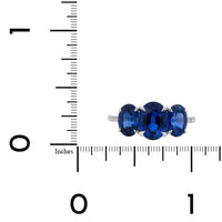 18K White Gold Three Stone Oval Blue Sapphire and Diamond Ring