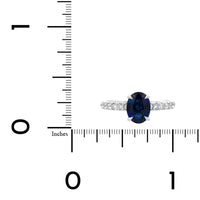 18K White Gold Oval Blue Sapphire and Hidden Diamond Ring