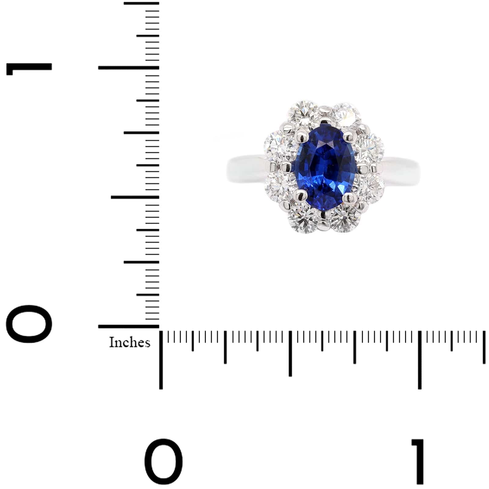 Platinum Oval Sapphire and Diamond Halo Ring