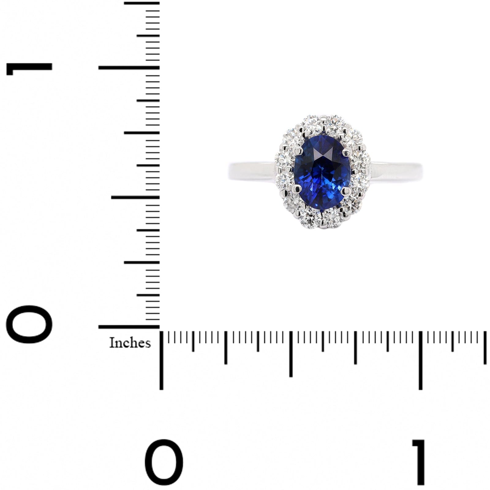 18K White Gold Oval Sapphire and Diamond Halo Ring