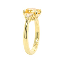 18K Yellow Gold Three Stone Yellow Sapphire and White Diamond Ring