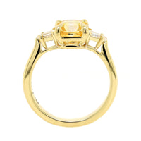 18K Yellow Gold Three Stone Yellow Sapphire and White Diamond Ring