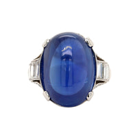 Eclat Jewels Platinum Cabochon Sapphire and Diamond Ring