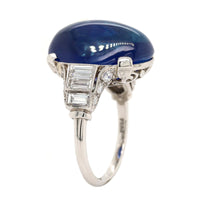 Eclat Jewels Platinum Cabochon Sapphire and Diamond Ring