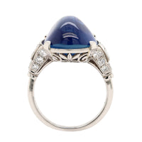 Eclat Jewels Platinum Cabochon Sapphire and Diamond Ring