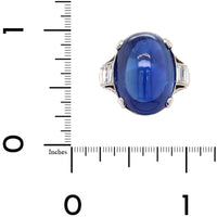 Eclat Jewels Platinum Cabochon Sapphire and Diamond Ring