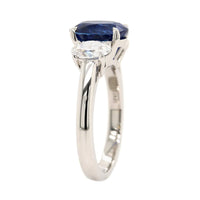 Platinum 3 Stone Oval Sapphire and Diamond Ring