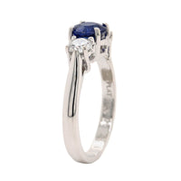 Platinum Three Stone Round Sapphire and Diamond Ring