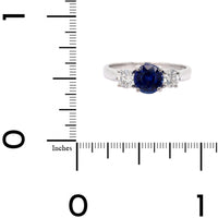 Platinum Three Stone Round Sapphire and Diamond Ring