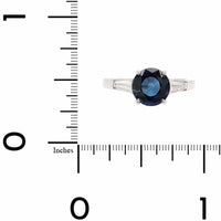 Platinum Three Stone Round Blue Sapphire and Diamond Ring