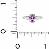 Platinum Three Stone Cushion Cut Lavender Sapphire and Diamond Ring