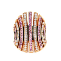 Eclat Jewels 18K Rose Gold Alternating Pink Sapphire and Diamond Line Ring