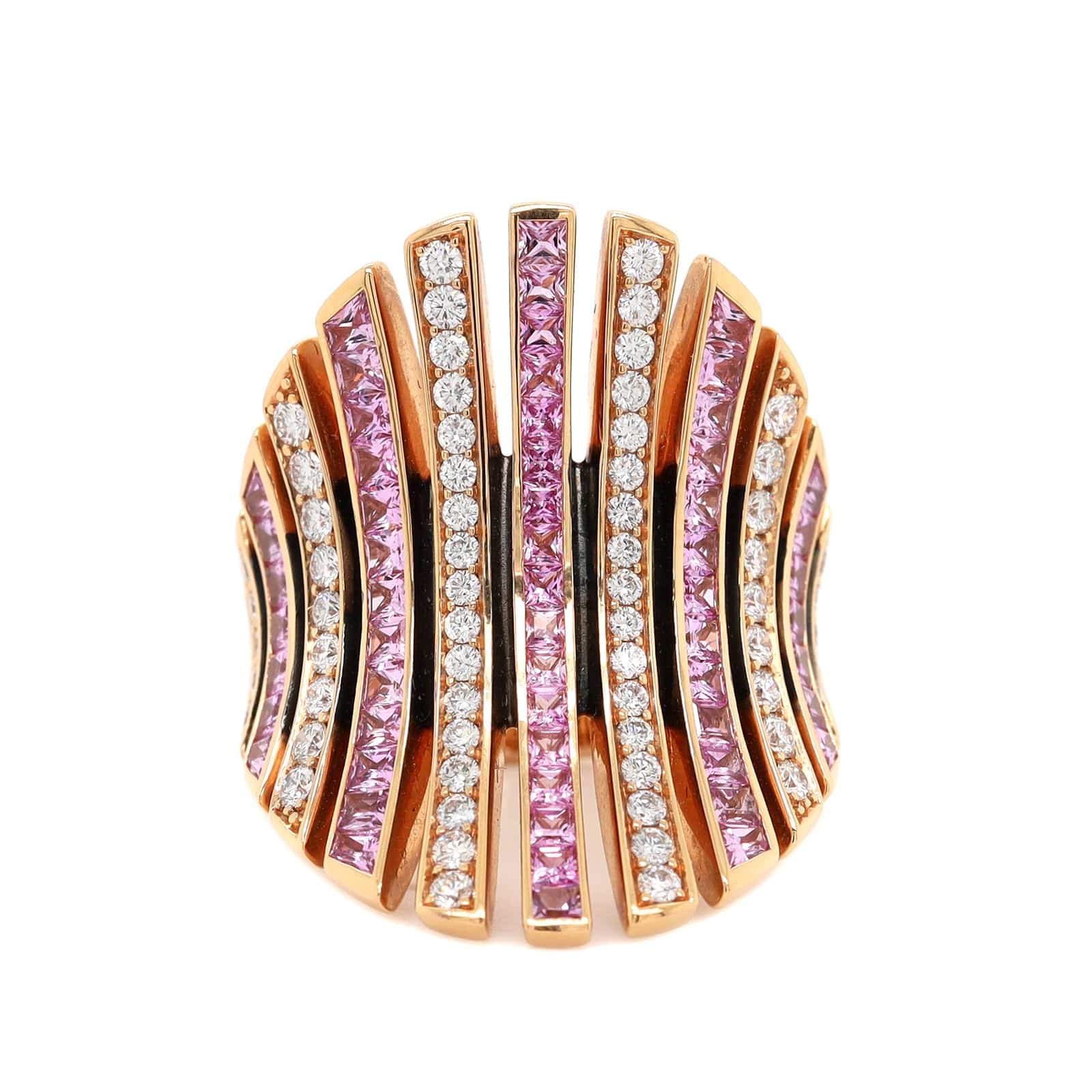 Eclat Jewels 18K Rose Gold Alternating Pink Sapphire and Diamond Line ...