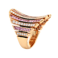 Eclat Jewels 18K Rose Gold Alternating Pink Sapphire and Diamond Line Ring