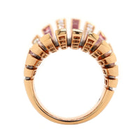 Eclat Jewels 18K Rose Gold Alternating Pink Sapphire and Diamond Line Ring