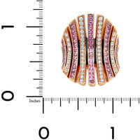 Eclat Jewels 18K Rose Gold Alternating Pink Sapphire and Diamond Line Ring