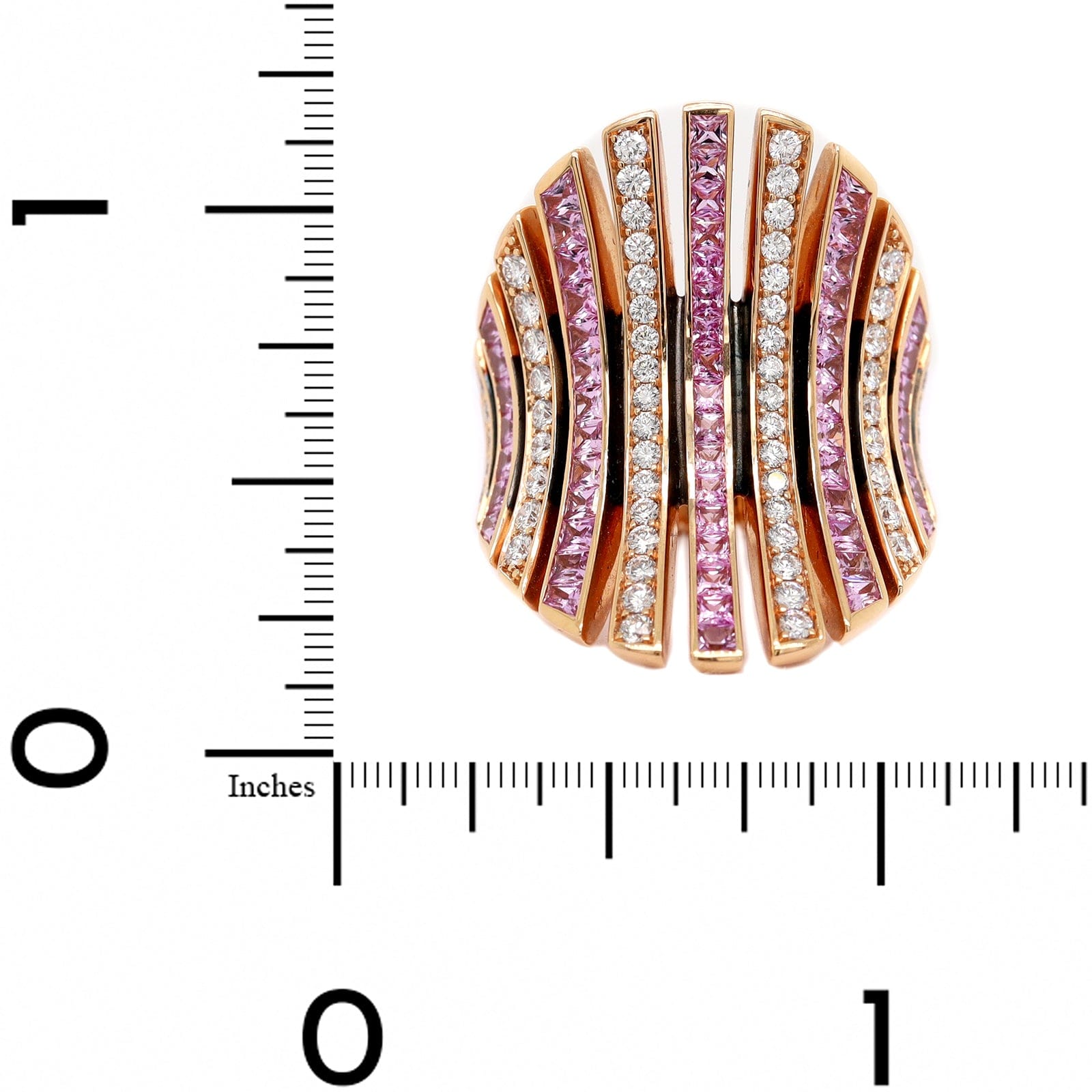 Eclat Jewels 18K Rose Gold Alternating Pink Sapphire and Diamond Line ...